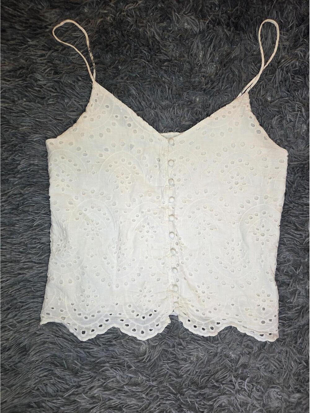 Elodie White Eyelet Button-Front Camisole Top Size s